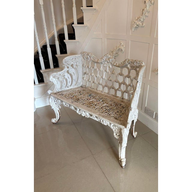 Antique Victorian Ornate Garden Seat in Cast Iron, 1850 For Sale - Image 6 of 12
