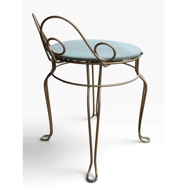 Mid 20th Century Wire Framed Hollywood Regency Style Vanity Stool Bench C. 1950/60's For Sale - Image 5 of 10
