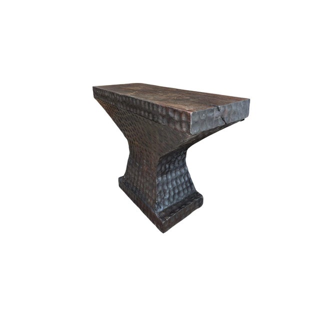 Solid Teak Wood Console Table Espresso Finish Modern Organic For Sale - Image 6 of 8