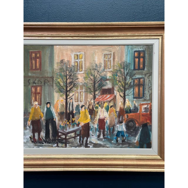 Arne Wallsten, Market Scene, 1960s, Oil Painting on Canvas, Framed For Sale - Image 4 of 18