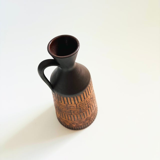 Mid-Century Modern Mid Century Carved German Pottery Vase - H. Spycher Ostermundigen For Sale - Image 3 of 10