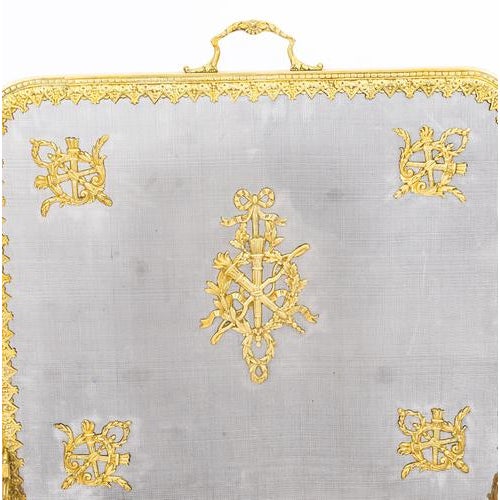 Antique Empire Revival Classical Trophies Gilt Bronze Fire Screen, 1800s For Sale - Image 4 of 14