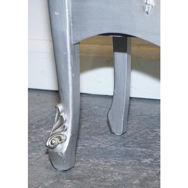 Baroque French Grey Silver 3 Drawer Bedside Tables, Set of 2 For Sale - Image 11 of 14