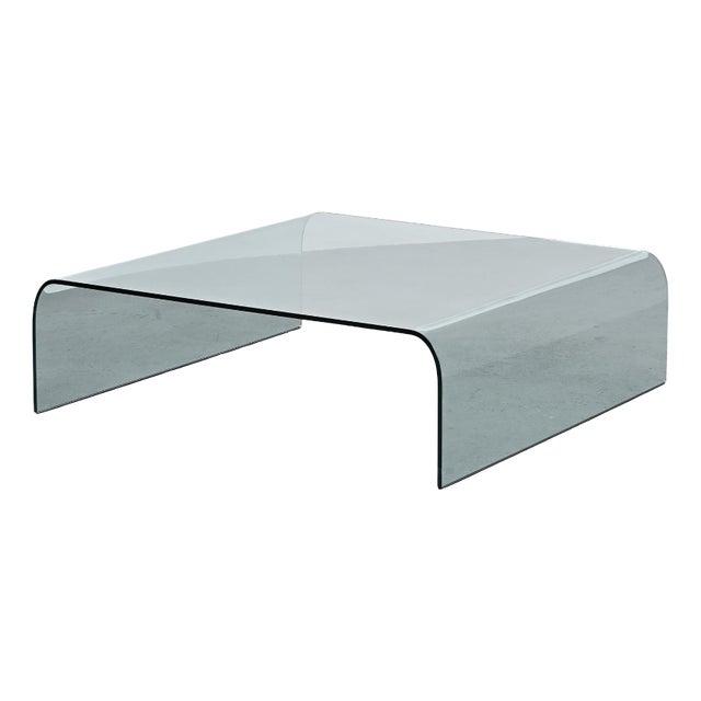 Ghost Curved Glass Coffee Table from Fiam, 1980s For Sale