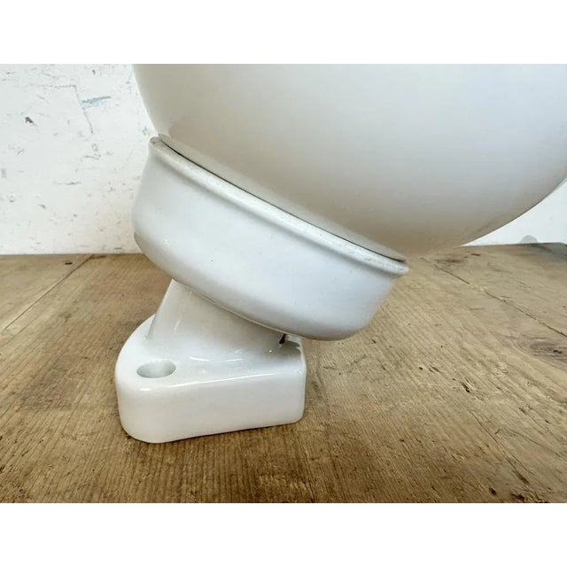 Vintage White Porcelain Wall Light with Milk Glass, 1960s For Sale - Image 4 of 12