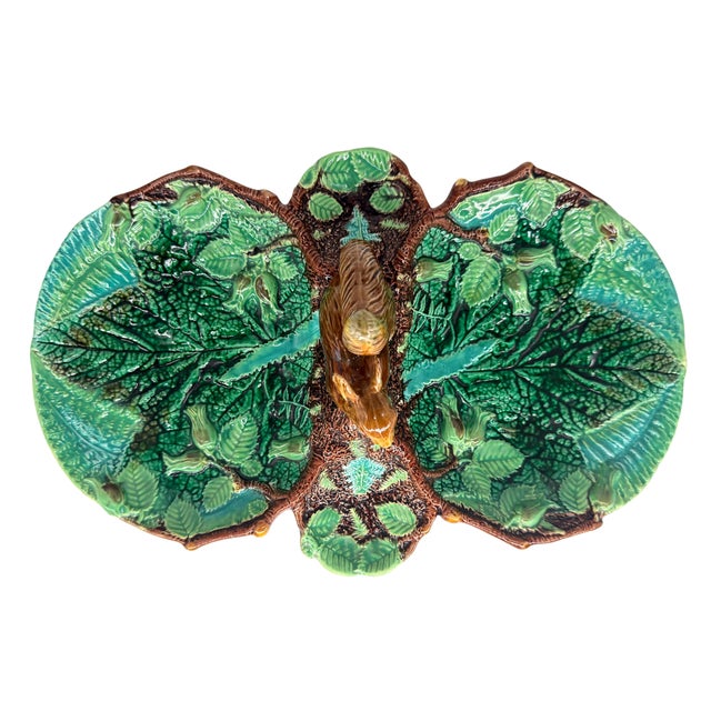 Late 19th Century A George Jones Majolica Rustic Server, Squirrel With Nut, English, Ca. 1873 For Sale - Image 5 of 15