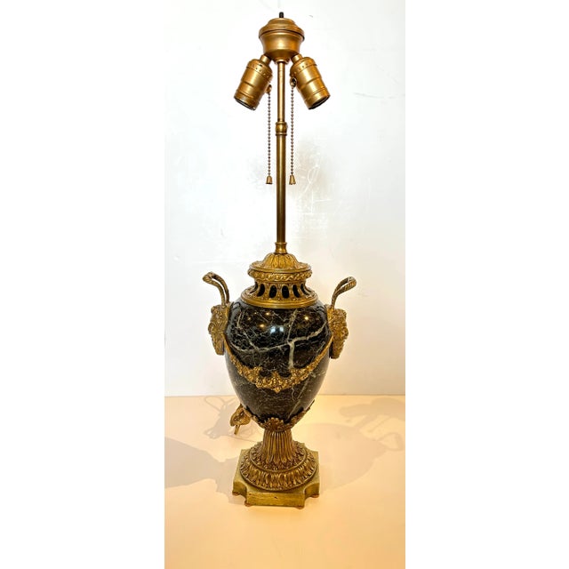 Metal 1920s Bronze and Marble Urn Lamp For Sale - Image 7 of 7