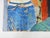 Contemporary gouache on wood panel expressionist painting of blonde woman and man with abstract background by K. C. Bacon...
