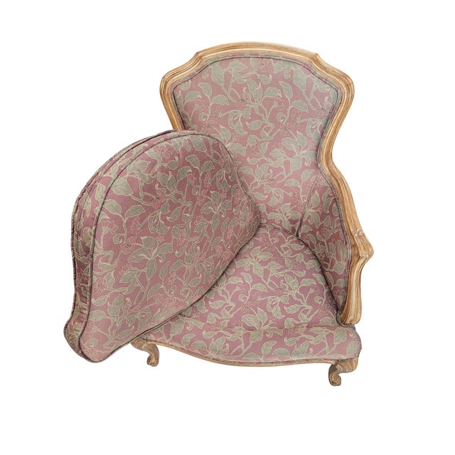 Vintage French Louis XV Style Carved Wood Bergère Accent Armchair For Sale - Image 12 of 14