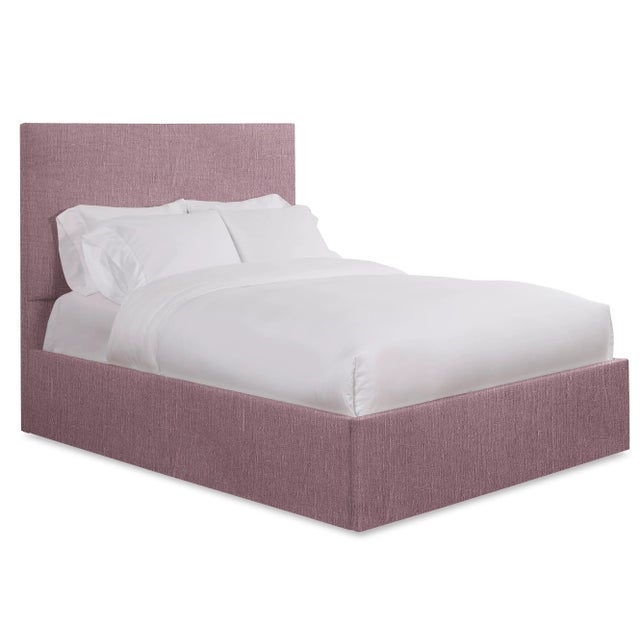 Modern Hadley Queen Bedframe, Plum Linen For Sale - Image 3 of 4