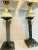 Such a pretty pair of lamps! Metal tole in green and yellow, these are so whimsical yet useful. Shades are included