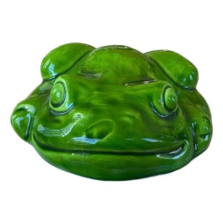 1990s Porcelain Frog Box With Lid, Made in Italy For Sale