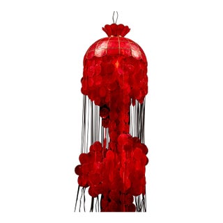 Mid 20th Century Mid-Century Modern Three-Tier Capiz Shell Chandelier For Sale