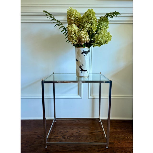 1970s Modern Aluminum Brass Side Table by John Vesey For Sale - Image 5 of 10
