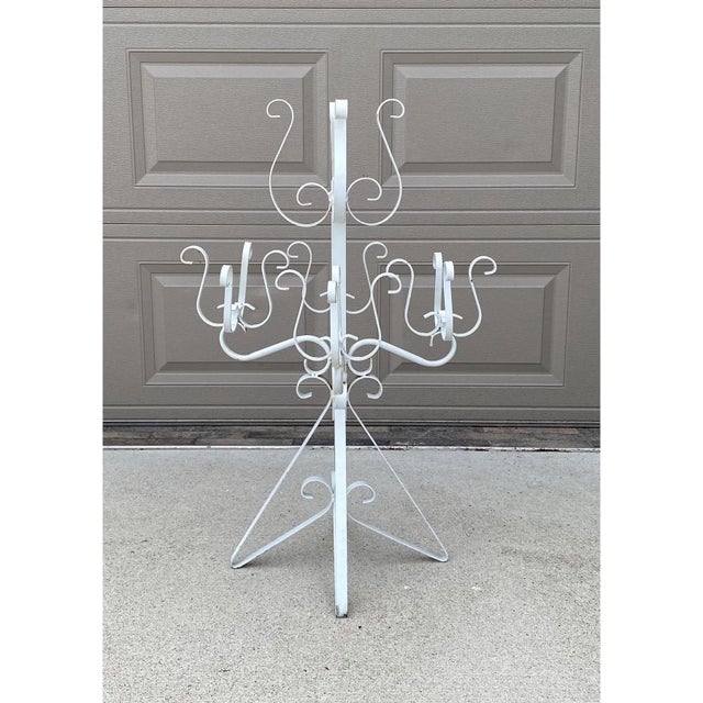 Metal Vintage White Iron Two Tier Plant Stand For Sale - Image 7 of 7