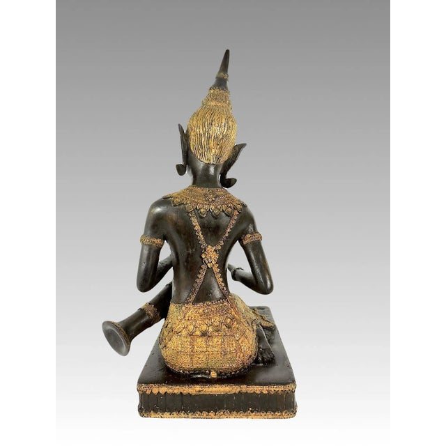 Figurative Vintage Thai Bronze & Gilt Female Figure, the Klong Yao Musician Statue / Sculpture For Sale - Image 3 of 13