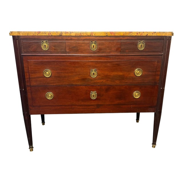 19th Century French Louis XVI Marble Top Commode For Sale
