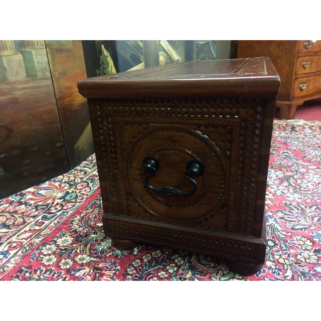 Coastal Vintage Blanket Chest, Seahorse Carved Trunk For Sale - Image 3 of 11