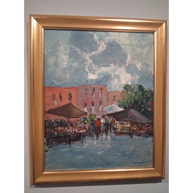 Street Art Early 19th CenturySigned Italian Street Scene Oil on Canvas Painting, Framed Wall Art With Gold Frame For Sale - Image 3 of 6