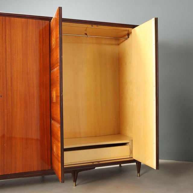 Maroon Italian Wardrobe in Wood Veneer, 1950s For Sale - Image 8 of 16