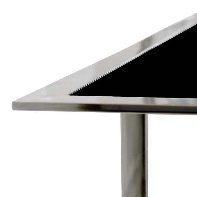Contemporary Pasargad Home Luxe Glass & Stainless Steel Console Table, Black For Sale - Image 3 of 5