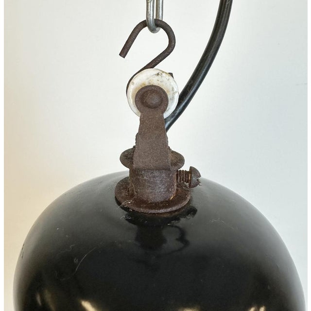 1950s Industrial Black Enamel Factory Pendant Lamp, 1950s For Sale - Image 5 of 14