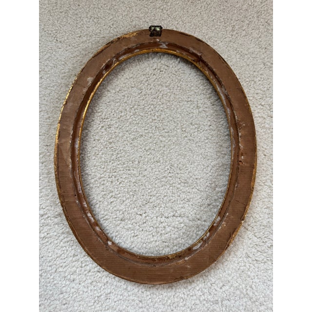 Vintage Giltwood Style Oval Picture Frame With Beaded and Rope Trim - 8.5" X 11.25" For Sale - Image 9 of 11