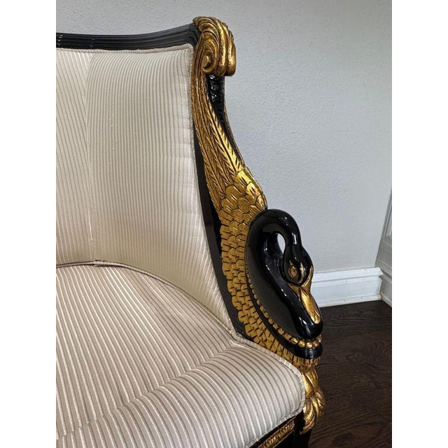 Vintage French Empire Style / Hollywood Regency Swan Tub Chairs - Set of 2 For Sale - Image 12 of 16