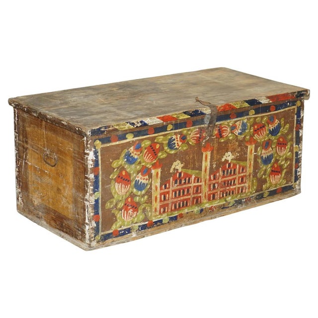 Romanian Blanket Chest with Church Painting, 1880s For Sale - Image 18 of 18