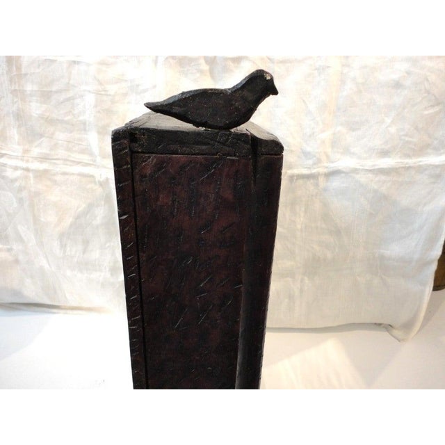 Fantastic 19thc Folk Art Hand Carved & Original Painted Cabinet W/Mirror For Sale - Image 9 of 10