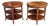 Vintage Walnut Two-Tiered End Tables, Side Tables With Starburst Veneer Top - Pair For Sale