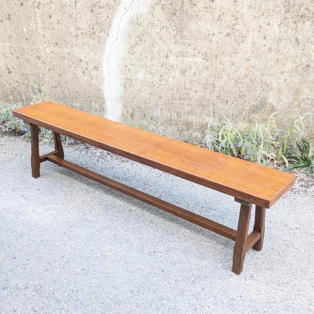 Rustic Oak Bench, France, 1970 For Sale - Image 11 of 14