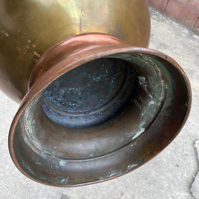 Antique Copper & Brass Double Handle Jardiniere Planter For Sale - Image 10 of 12
