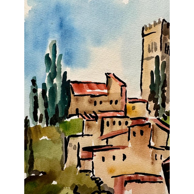 Rustic Henry Emil Salloch Original Watercolor on Paper Parga, Vista El Duomo. 1970. For Sale - Image 3 of 7