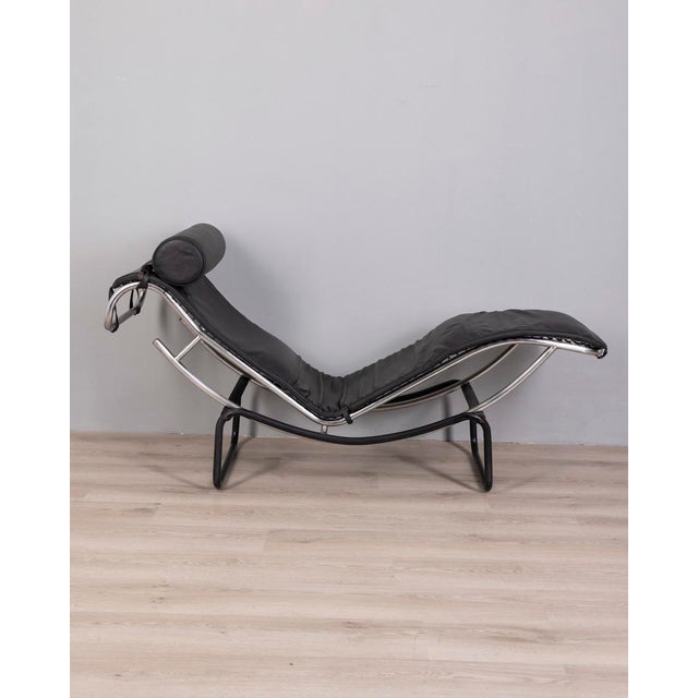 Vintage Chaise Lounge in Metal and Leather, Italy, 1980s For Sale - Image 9 of 17