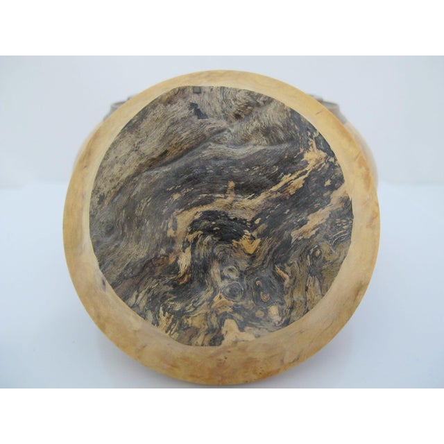 Michael Mode Hand Turned Spalted Maple Burl Wood Live Edge Lidded Box Jar For Sale - Image 4 of 12