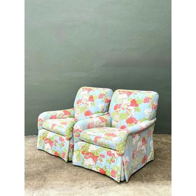 Mid-Century Modern Vintage Floral Upholstered Armchairs - Pair For Sale - Image 3 of 12