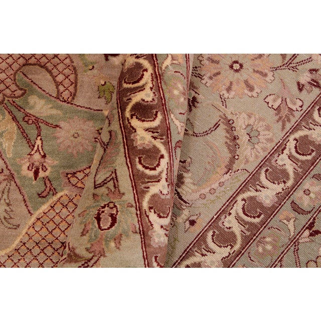Textile Elegant Floral 1990's Pak-Persian Taupe/Green Wool Rug - 9'1'' X 12'4'' For Sale - Image 7 of 9