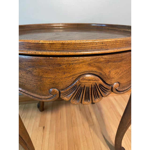 1980s Baker Furniture Company Vintage Country French Oak Round Side Table - Mid 20th Century For Sale - Image 5 of 11