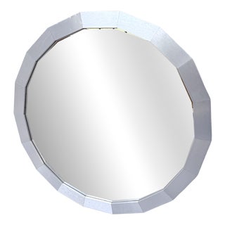 Hexagonal Brushed Metal Mirror, 1970s For Sale