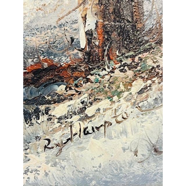 American Late 20th Century Original Oil Winter Landscape, Vintage For Sale - Image 3 of 12