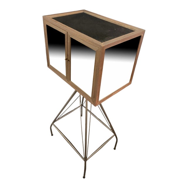 1970s Industrial Bar Cabinet on Metal Stand For Sale