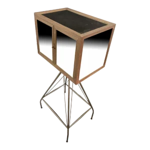 1970s Industrial Bar Cabinet on Metal Stand