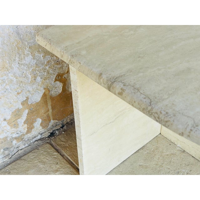Vintage Half-Moon Travertine Side Table, 1980s For Sale - Image 6 of 18
