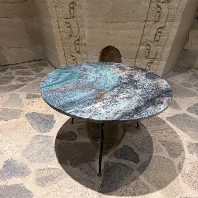 Mid-Century Modern Attributed to Ice Parisi Italian Coffee Table Mid Century Modern Green Stone For Sale - Image 3 of 8