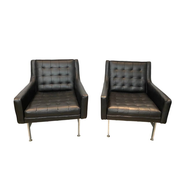 Mid-Century Lounge Chairs-Chrome Base-Newly Upholstered in Italian Leather - a Pair For Sale - Image 6 of 6