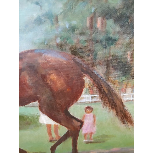 Vintage Signed Horse Racing Scene Painting, Framed For Sale - Image 4 of 6