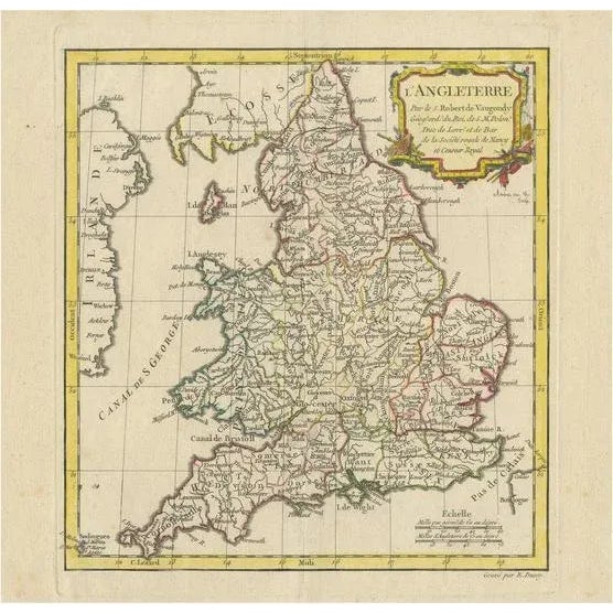 Antique Map of England with Decorative Cartouche, 1778 For Sale - Image 6 of 6