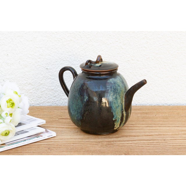 Blue Jizhou Porcelain Glazed Teapot For Sale - Image 8 of 8