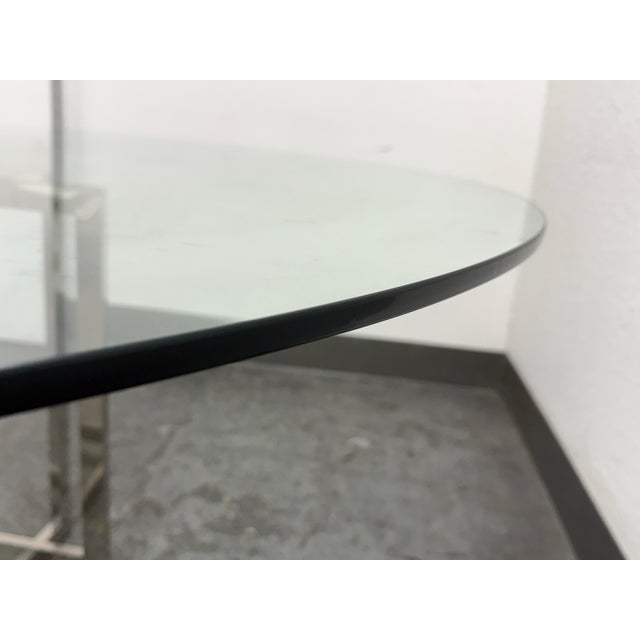 White Contemporary Glass Dining Table + Eight White Leatherette Dining Chairs, Set of Nine For Sale - Image 8 of 12